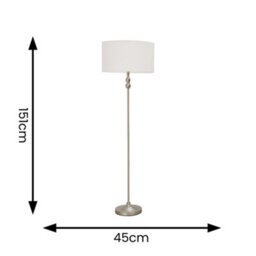 Valuelights Maggie Brushed Chrome Candlestick Floor Lamp With White Shade With Led Bulb - thumbnail 5