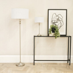 Valuelights Maggie Brushed Chrome Candlestick Floor Lamp With White Shade With Led Bulb - thumbnail 3