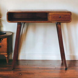 Artisan Furniture Solid Wood Curved Chestnut Writing Desk - thumbnail 2