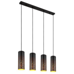 Luminosa Lighting Luminosa Crocky Bar Pendant Ceiling Light Matt Black 4X E27