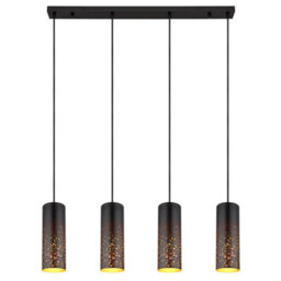 Luminosa Lighting Luminosa Crocky Bar Pendant Ceiling Light Matt Black 4X E27 - thumbnail 3