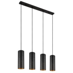 Luminosa Lighting Luminosa Crocky Bar Pendant Ceiling Light Matt Black 4X E27 - thumbnail 2