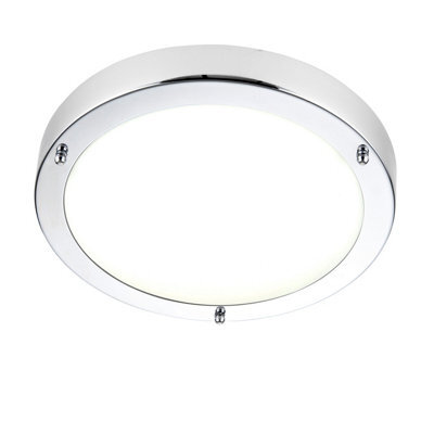 Anson Lighting Pontus Led Bathroom Flush Ceiling Light Chrome, Frosted Glass Ip44