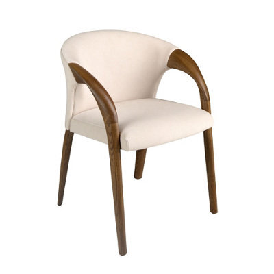 Angel Cerda Elegant Cream Velvet Dining Chair With Armrests - image 1
