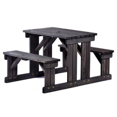 Leisurebench Guernsey 4 Seat Easy Access Walk-In Picnic Table 110Cm - Dark Grey