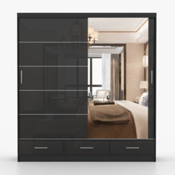 Florence 203L Sliding Wardrobe With Mirror Spacious 2 Door Storage For Bedroom And Living Room White Semi Gloss With Mirror - thumbnail 3