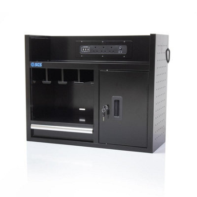 Sgs 30In Wall Mounted Power Tool Storage Rack, Charging Station & Steel Cabinet - image 1