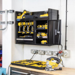 Sgs 30In Wall Mounted Power Tool Storage Rack, Charging Station & Steel Cabinet - thumbnail 7