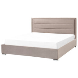 Beliani Ottoman Bed Velvet Rouen 180 X 200 Cm (Eu Super King) Taupe - thumbnail 4