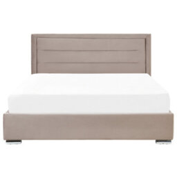 Beliani Ottoman Bed Velvet Rouen 180 X 200 Cm (Eu Super King) Taupe - thumbnail 6