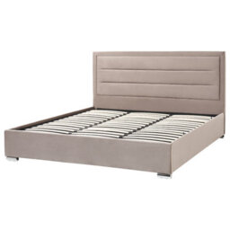 Beliani Ottoman Bed Velvet Rouen 180 X 200 Cm (Eu Super King) Taupe - thumbnail 7