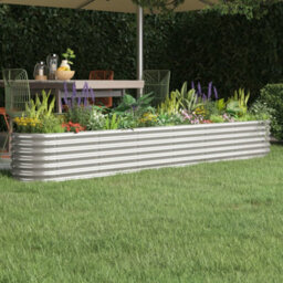 Berkfield Durable Garden Planter Powder-Coated Steel 260X40X36 Cm Silver - thumbnail 2
