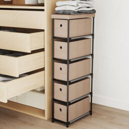 Costway 101 Cm Narrow Dresser Slim Chest Of Drawers W/ 5 Drawers & Handles-Brown - thumbnail 8