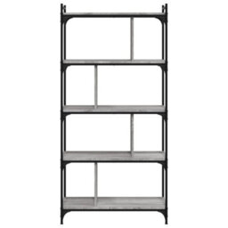 Berkfield Bookcase 5-Tier Grey Sonoma 76X32X158 Cm Engineered Wood - thumbnail 4