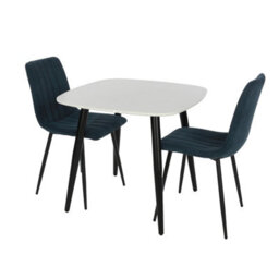 Core Products Aspen White 80Cm Square Dining Table With 2 Blue Cord Fabric Straight Stitch Design Chairs - thumbnail 9