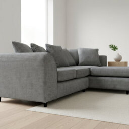 Abakus Direct Jumbo Chenille Corner Sofa In Dark Grey Right Facing With Plush Chaise Extension - thumbnail 7