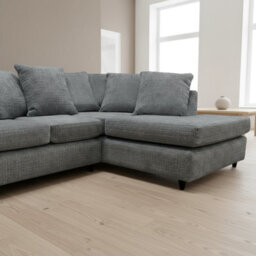 Abakus Direct Jumbo Chenille Corner Sofa In Dark Grey Right Facing With Plush Chaise Extension - thumbnail 5