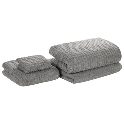 Beliani Set Of 4 Towels Atai Cotton Grey - image 1