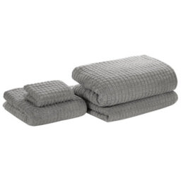 Beliani Set Of 4 Towels Atai Cotton Grey - thumbnail 4