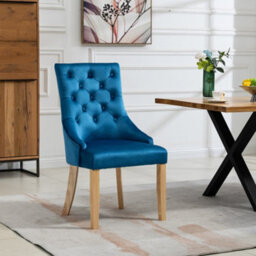 Ravenna Velvet Dining Chairs - Set Of 2 - Blue - thumbnail 1