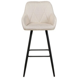 Wyld And Coco Set Of 2 Light Beige Quilted Fabric Bar Stools With Arms And Footrest - thumbnail 1