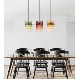 Luminosa Lighting Luminosa Gorley Bar Pendant Ceiling Light Matt Black Rods Multicolour Glass Shade 3X E27 - thumbnail 7