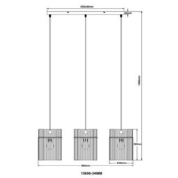 Luminosa Lighting Luminosa Gorley Bar Pendant Ceiling Light Matt Black Rods Multicolour Glass Shade 3X E27 - thumbnail 8