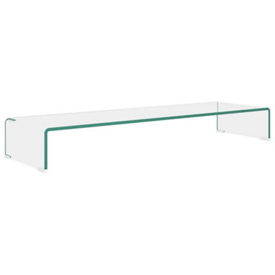 Berkfield Modern Tv Stand/monitor Riser Glass Clear 100X30X13 Cm - image 1