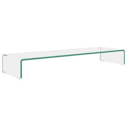 Berkfield Modern Tv Stand/monitor Riser Glass Clear 100X30X13 Cm - thumbnail 1