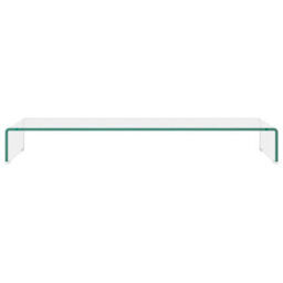 Berkfield Modern Tv Stand/monitor Riser Glass Clear 100X30X13 Cm - thumbnail 3
