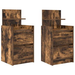 Berkfield Bedside Cabinets With 2 Drawers 2 Pcs Smoked Oak 38X34X80 Cm - thumbnail 2