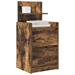 Berkfield Bedside Cabinets With 2 Drawers 2 Pcs Smoked Oak 38X34X80 Cm - thumbnail 4