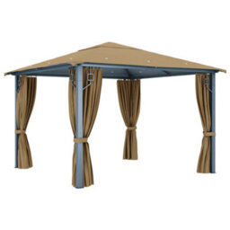 Walplus Gazebo With Curtain 300X300 Cm Taupe Aluminium - thumbnail 4