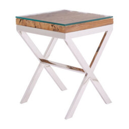 Orsina Natural Top Side Table With Cross Base - thumbnail 1
