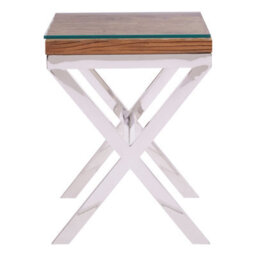 Orsina Natural Top Side Table With Cross Base - thumbnail 3