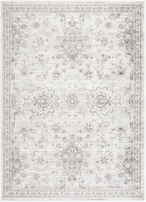 Livabliss Monte Carlo-Vintage Grey Charcoal White Traditional Boho Living Dining Bedroom Rug 160 X 220 Cm Easy Care, Non Shedding - image 1