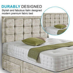 Dining Tables Dallas Matching Headboard Divan Set, 2 Drawer On Same Side With Sprung 1500 Comfort Mattress - Crushed Champagne - King - thumbnail 3