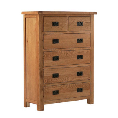 Zelah Oak 2 Over 4 Chest Of Drawers Fully Assembled - By Roseland Furniture - image 1