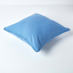 Homescapes Cotton Plain Air Force Blue Cushion Cover, 60 X 60 Cm - thumbnail 3