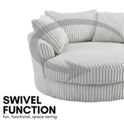 Home Detail Sky Swivel Loveseat, Light Grey Jumbo Teddy Cord - thumbnail 4