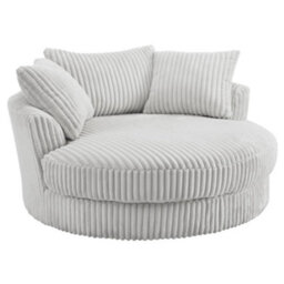 Home Detail Sky Swivel Loveseat, Light Grey Jumbo Teddy Cord - thumbnail 3