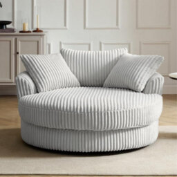 Home Detail Sky Swivel Loveseat, Light Grey Jumbo Teddy Cord - thumbnail 2