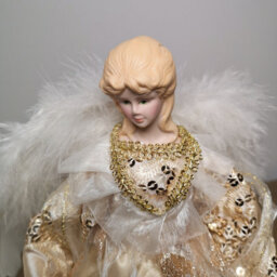 Samuel Alexander 30Cm Angel Christmas Tree Topper With Feather Wings In Gold - thumbnail 3