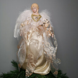 Samuel Alexander 30Cm Angel Christmas Tree Topper With Feather Wings In Gold - thumbnail 7