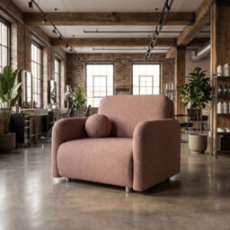 Viva Sun I Upholstered Chair Bed With Sleeping Function And Bedding Storage Chipboard Metal Legs 100X103X85Cm Pink