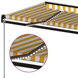 Berkfield Manual Retractable Awning With Led 400X350 Cm Yellow And White - thumbnail 5