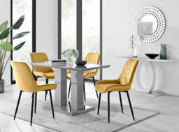 Furniturebox Uk Imperia 4 Grey Dining Table And 4 Mustard Pesaro Black Leg Chairs - thumbnail 1