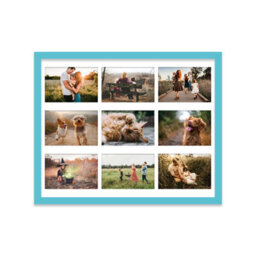 20X16 Inch 9 Opening Photo Collage Frame, Display Nine 6X4 Inch Photos, Multi Aperture Family Picture Frame, Turquoise