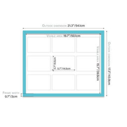 20X16 Inch 9 Opening Photo Collage Frame, Display Nine 6X4 Inch Photos, Multi Aperture Family Picture Frame, Turquoise - thumbnail 4