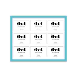 20X16 Inch 9 Opening Photo Collage Frame, Display Nine 6X4 Inch Photos, Multi Aperture Family Picture Frame, Turquoise - thumbnail 2